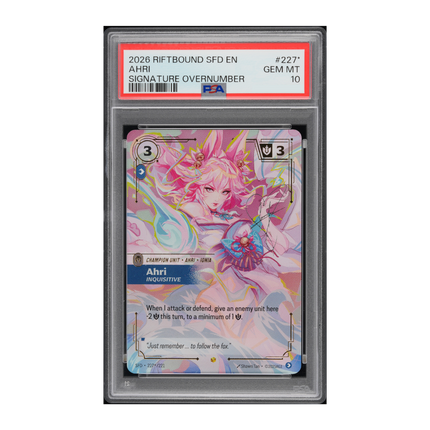 PSA 10 | Ahri Inquisitive Signature Overnumber #227 (Riftbound: Spiritforged, 2026)