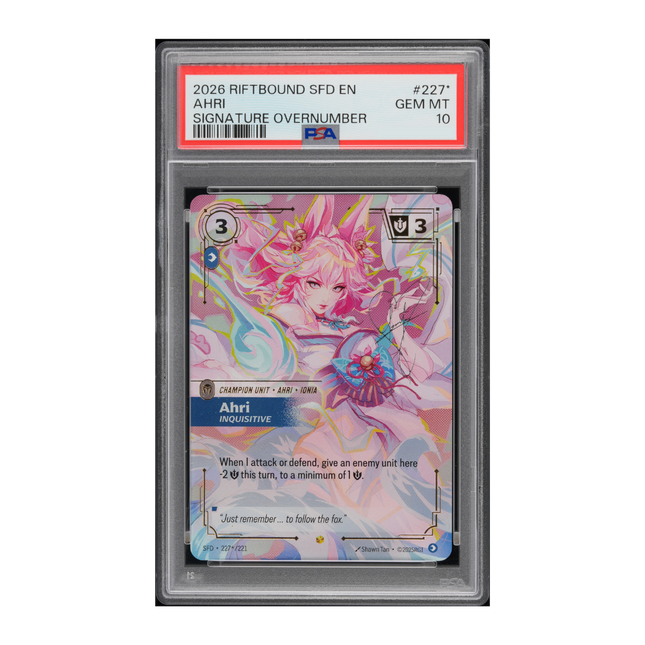 PSA 10 | Ahri Inquisitive Signature Overnumber #227 (Riftbound: Spiritforged, 2026)