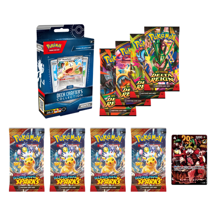 Pokémon TCG: Delta Reign 4-Pack Deck Crafter + Luffy Bundle